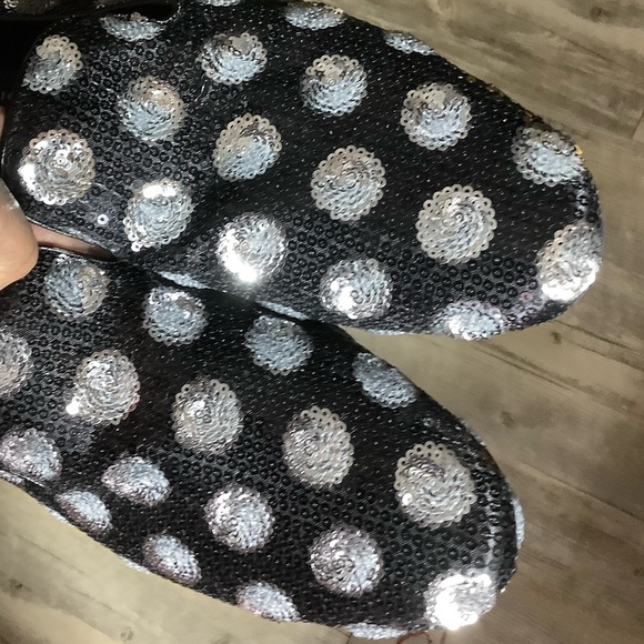 Giorgio Brutini Men's Black/Silver Polka Dot Sequin Slip-Ons - Picture 7 of 10